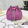 Rhinestone Bucket Crossbody Bag with Detachable Chain Strap
