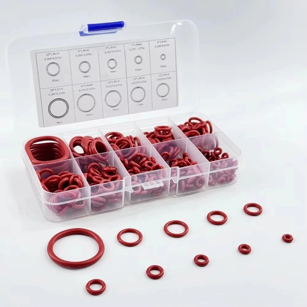 Silicone O-Ring Assortment Kit for Plumbing, Auto Repair, and Sealing Applications