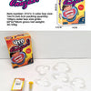 Box of a party word guessing card game with plastic cards and a yellow piece