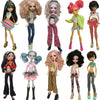 A collection of various fashion dolls dressed in colorful outfits and styled poses.