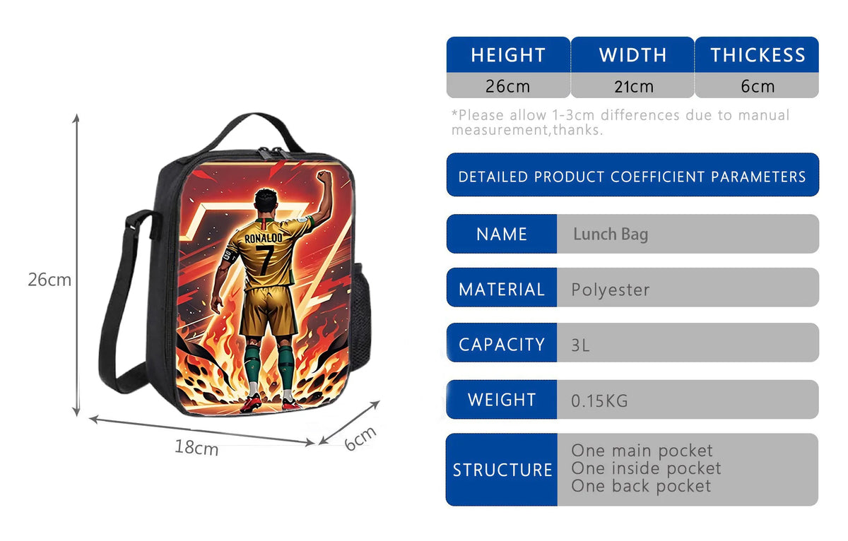 Soccer Star Backpack Set for Kids with Lunch Bag & Pencil Case