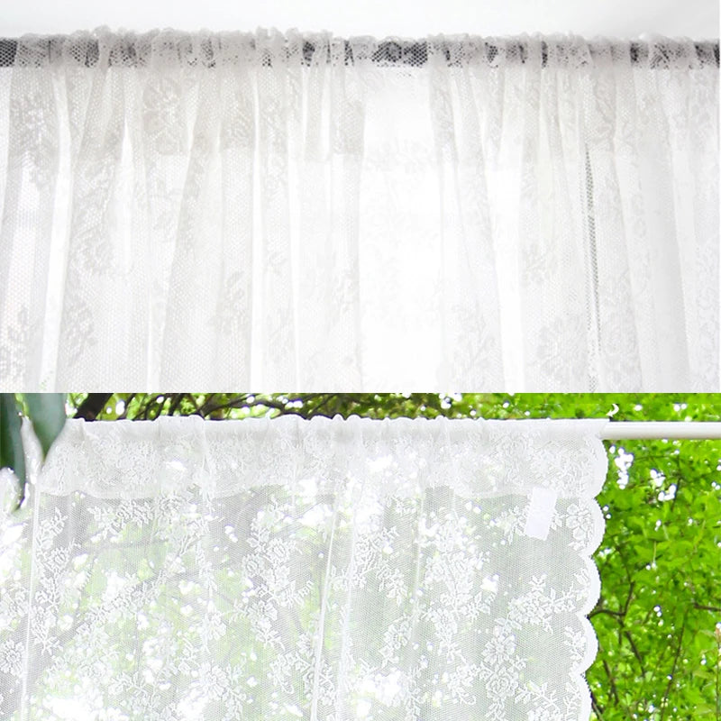 French Lace Sheer Curtains - White Tulle Voile Drapes for Bedroom & Living Room