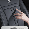 Close-up of breathable stitching and fabric texture on a car seat cover demonstrating breathability features.
