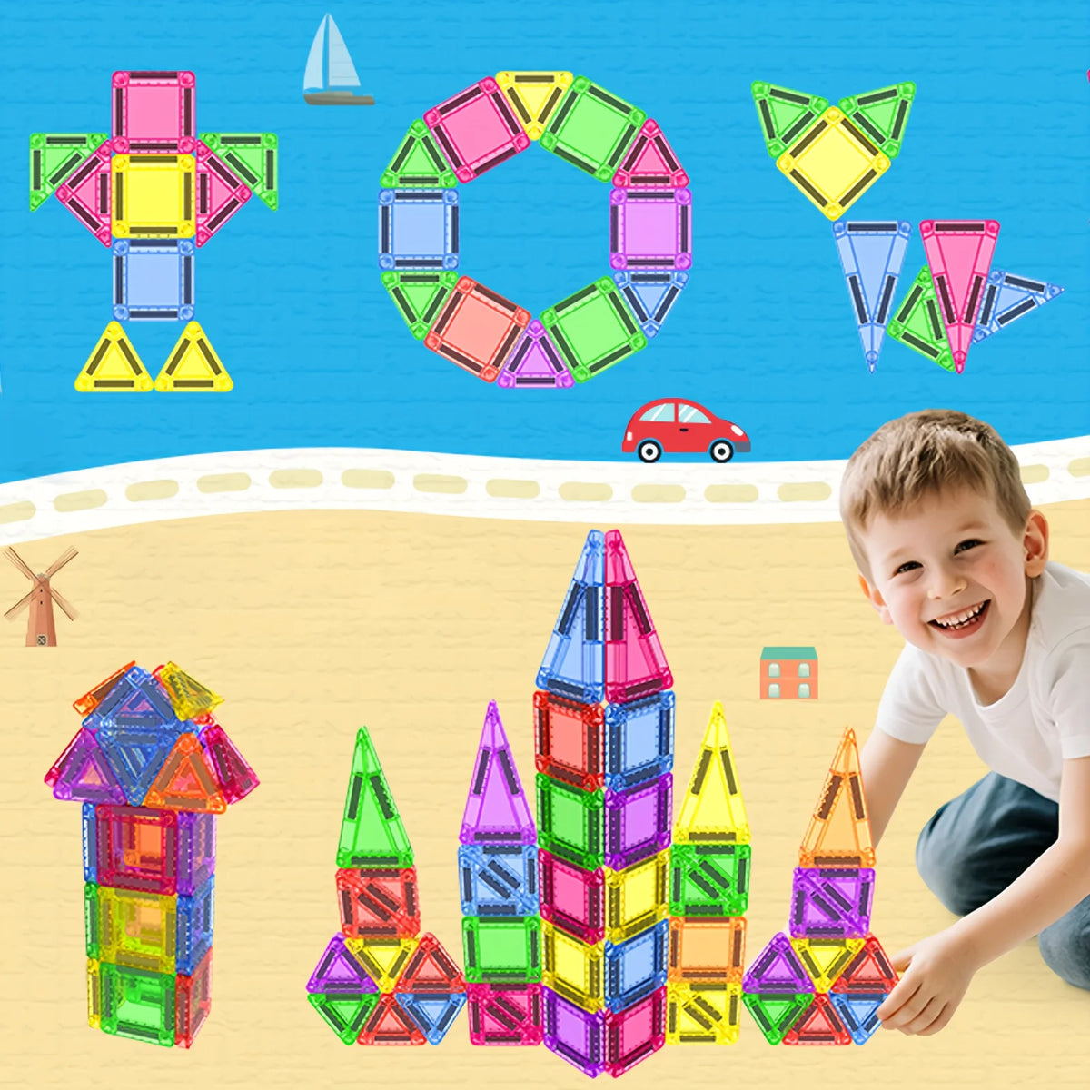 Magnetic Building Blocks with Storage Box – Portable STEM Toy Set
