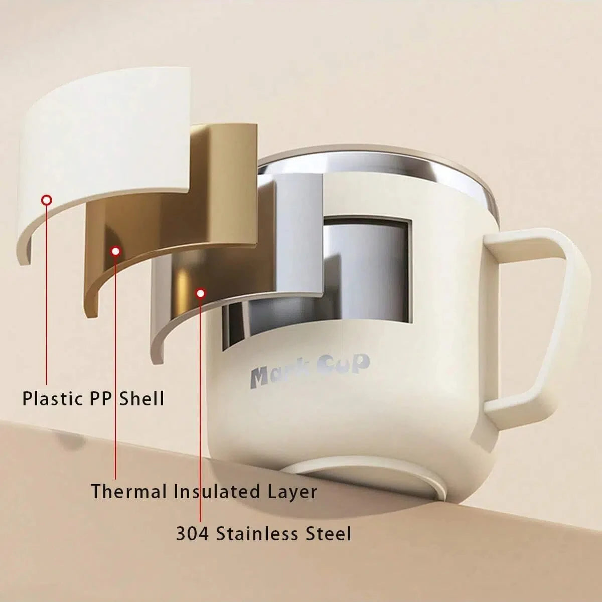 Tasse à Café en Acier Inoxydable 304 Isolée avec Couvercle