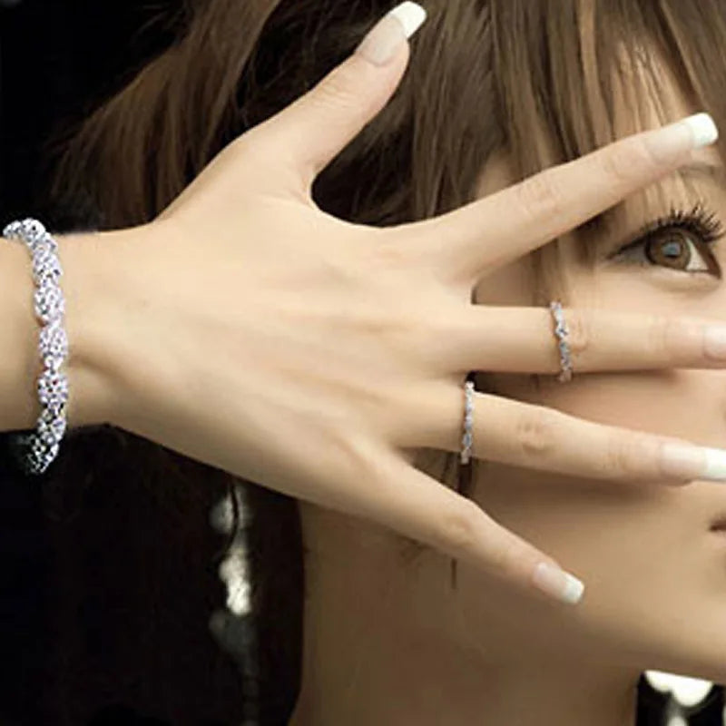 Sterling Silver Geometric Chain Bracelet
