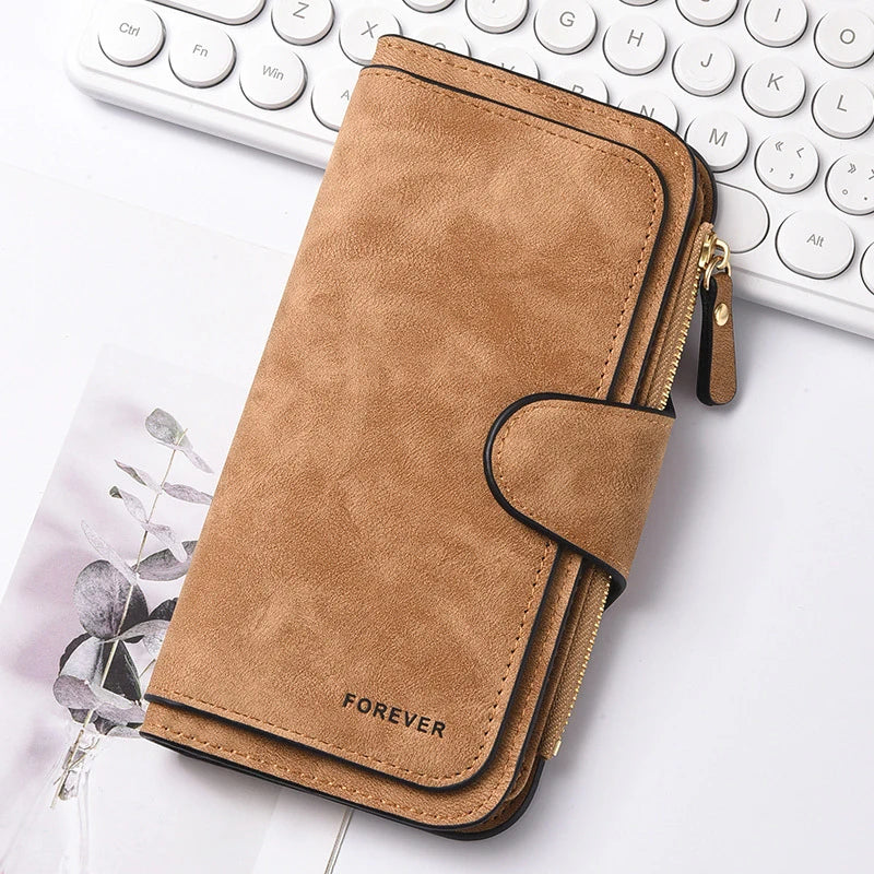 Adorable Highland Cow Long Wallet with Zipper Closure