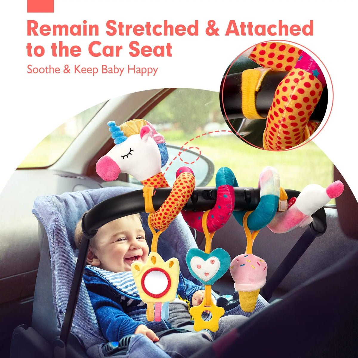 Soft Car Seat & Stroller Toy Set with Mirror, Crinkle, and Squeaky Sounds