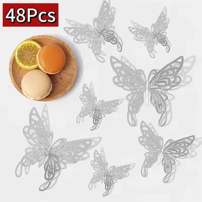 3D Rose Gold Butterfly Wall Decals for Home Decor