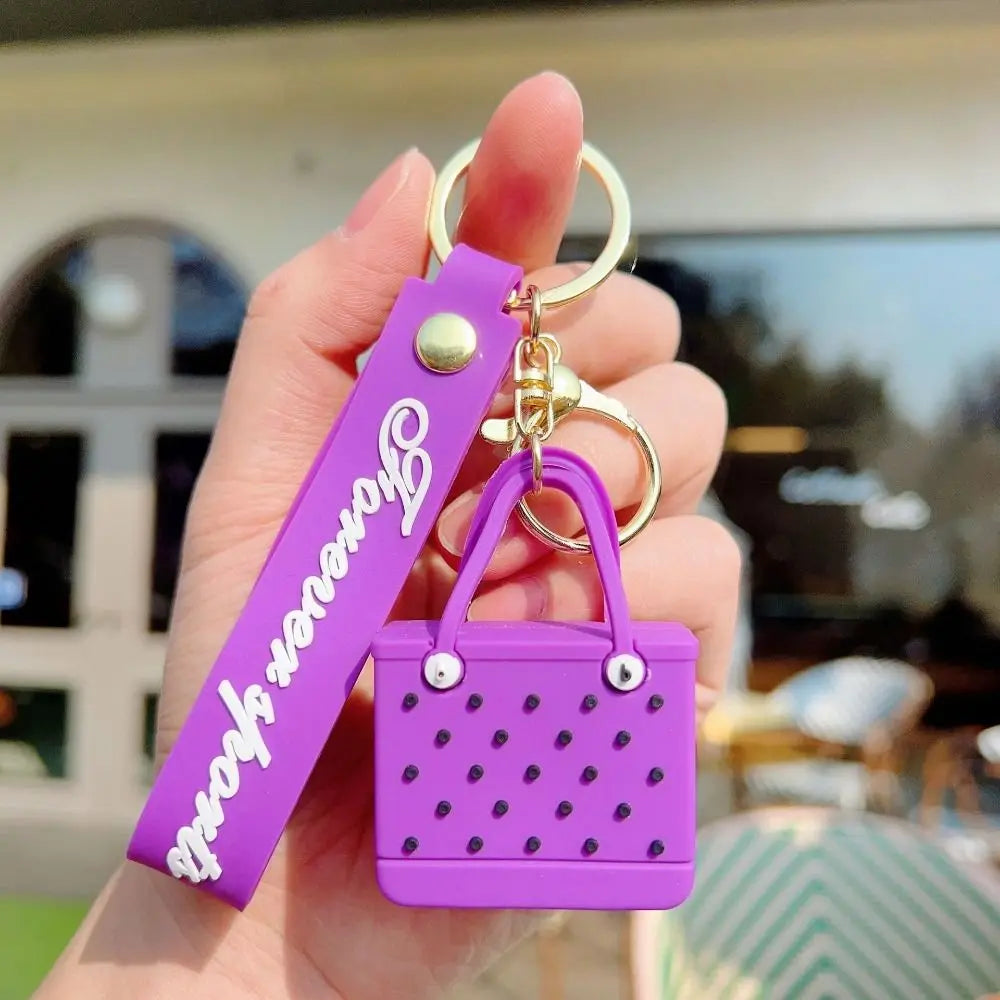 Silicone Beach Basket Keychain Charm