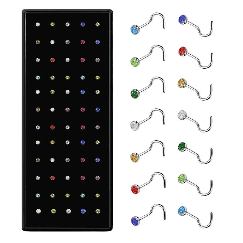 Ensemble de Piercings de Nez en Acier Inoxydable Géométrique