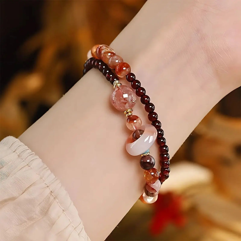 Double Circle Crystal Bead Bracelet