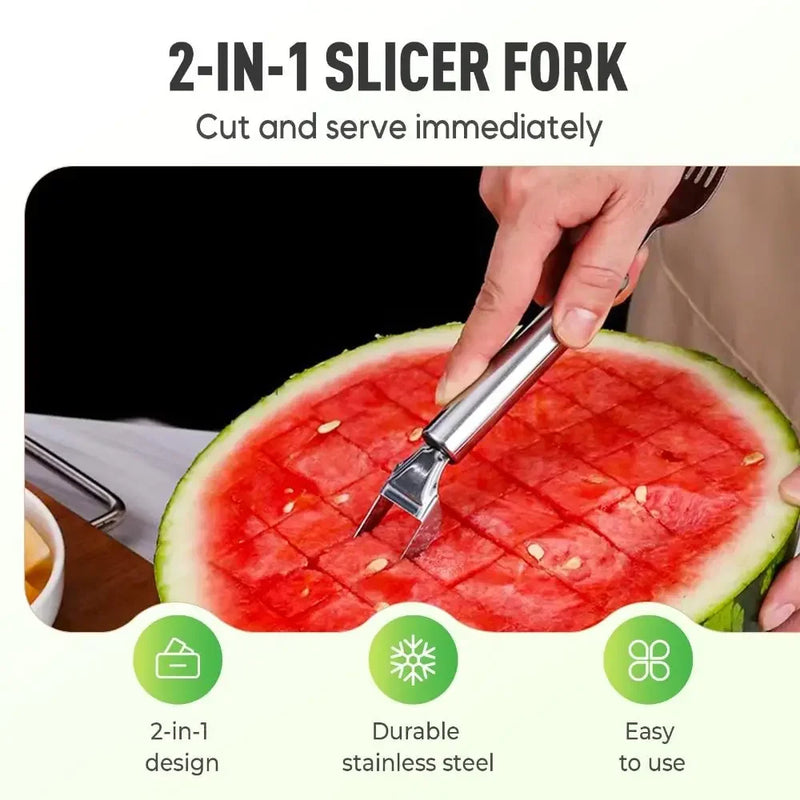 2-in-1 Watermelon Cutter - Dual-Head Stainless Steel Fruit Slicer