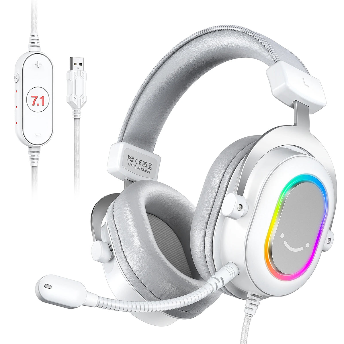 RGB Gaming Headset with 7.1 Surround Sound and Detachable Microphone