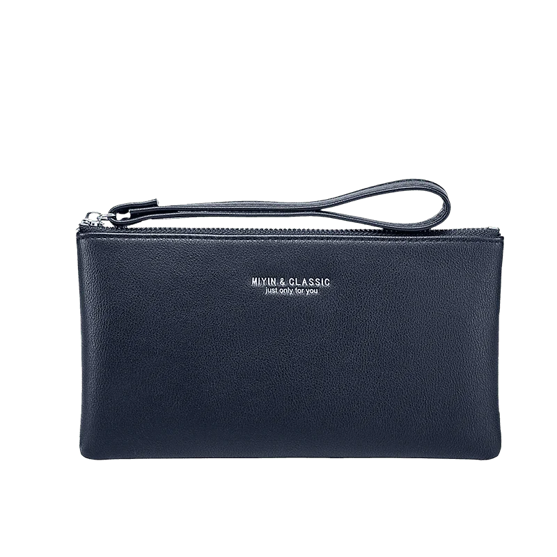 Slim PU Leather Zip-Around Wallet with Card and Phone Pockets
