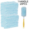 One handle 20 pieces of light blue fluffy electrostatic duster refills