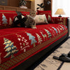 Festive Chenille Christmas Sofa Cover with Deer & Tree Pattern