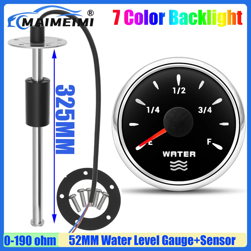 52mm Digital Water Level Gauge with 7-Color LED Display