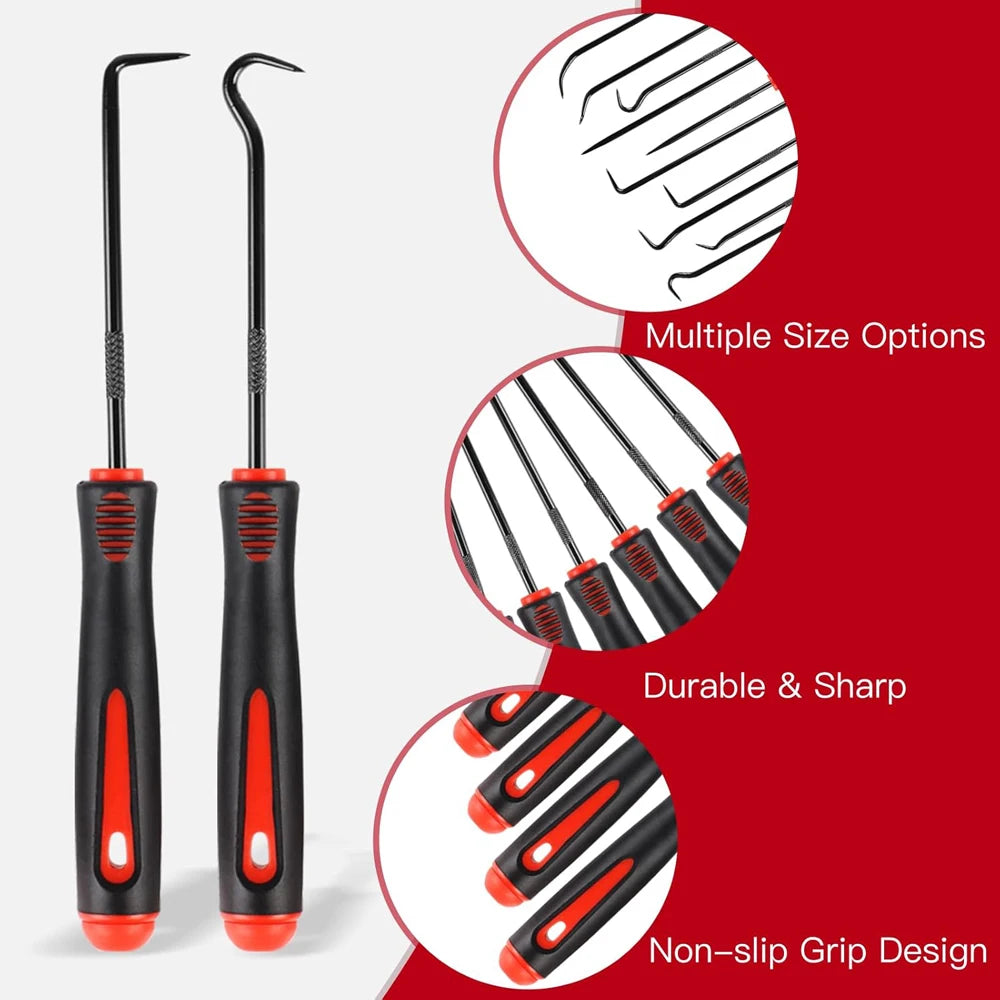 4-Piece Oil Seal Hook Removal Tool Set for O-Rings and Gaskets