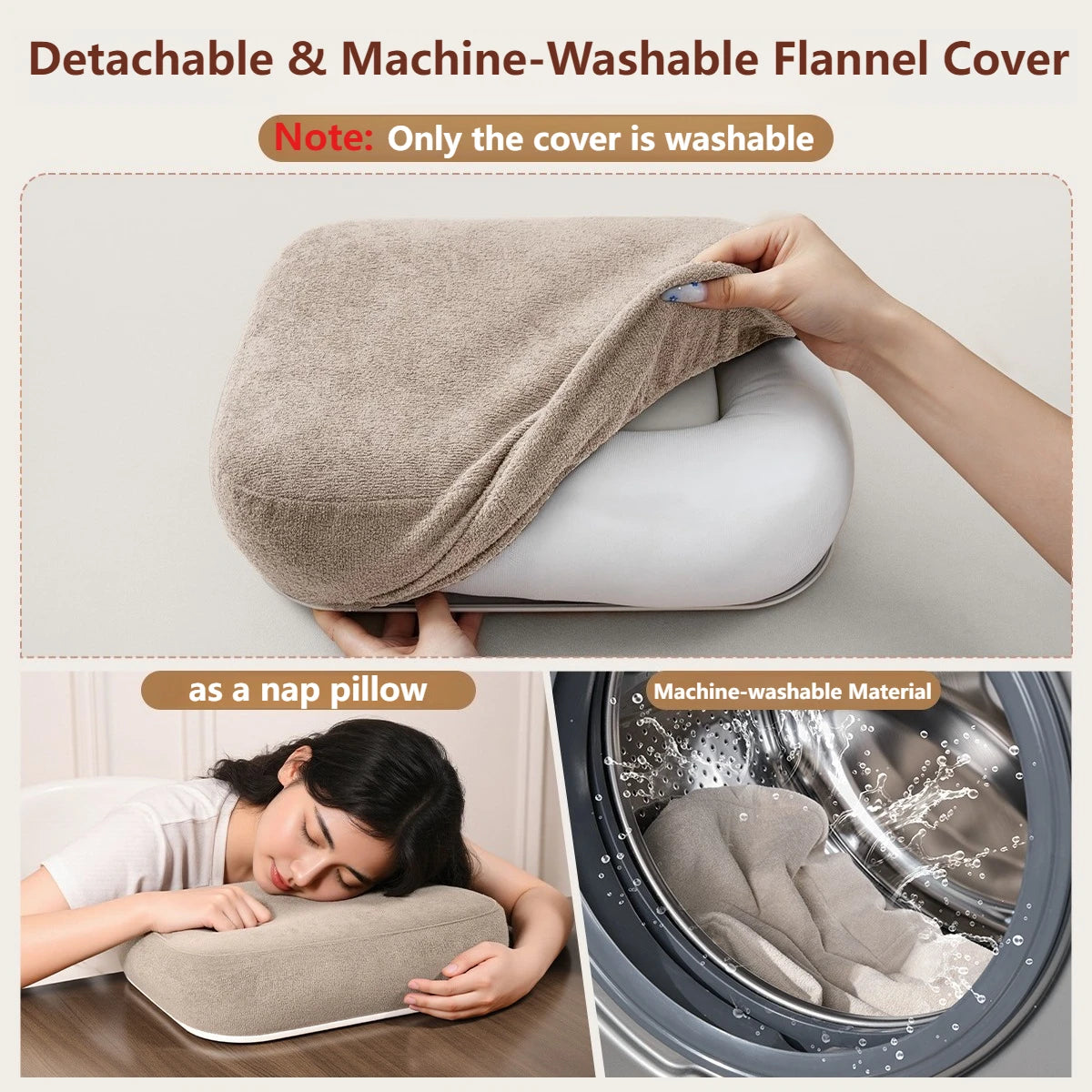 Detachable and machine-washable flannel cover for a 360° rotatable phone stand and lap desk.