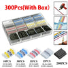 A storage box containing 300 pieces of waterproof solder seal wire connectors categorized by AWG size.