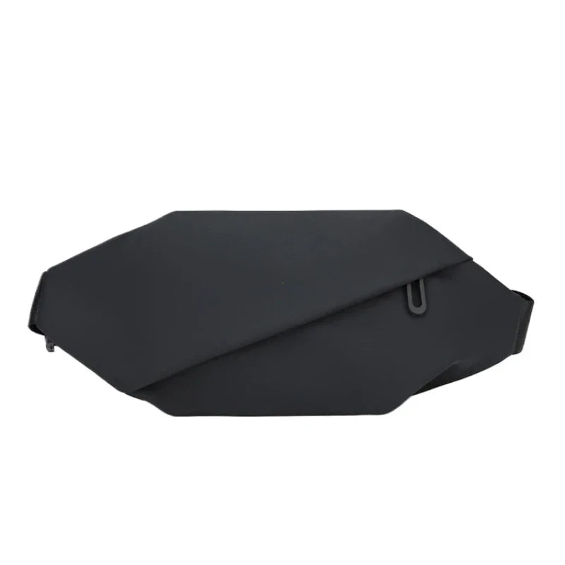 Black minimalist waterproof running waist pack shown from the side.