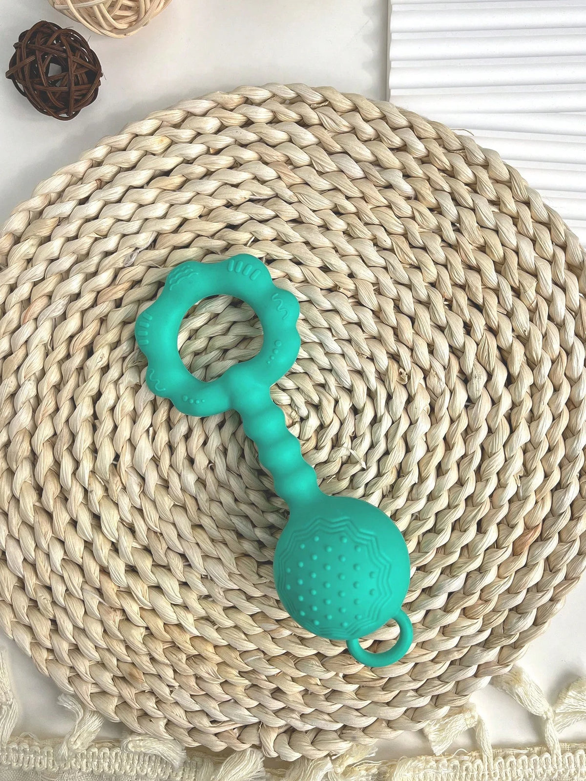 Silicone Baby Rattle and Teether Set with Suction Base