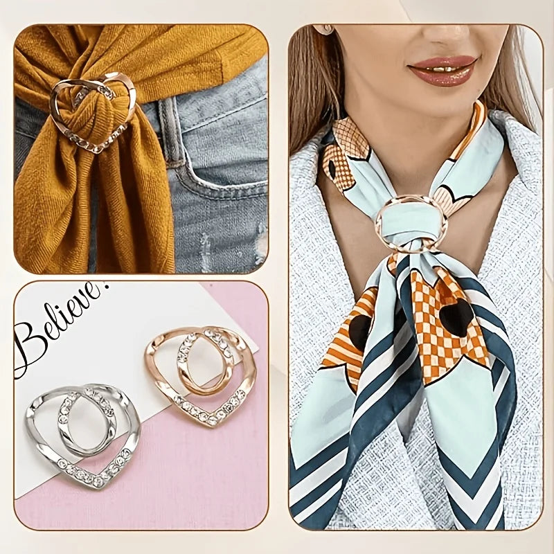 Elegant Scarf Buckle Set - 4 Piece Metal Fashion Clips