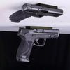 A black magnetic gun mount with a quick-release lock is shown against a dark background.