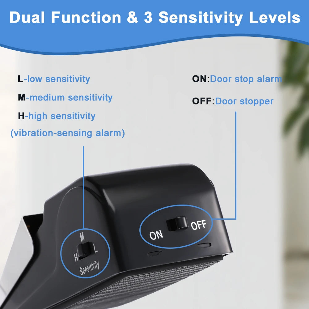 Portable Door Stop Alarm with 120dB Siren