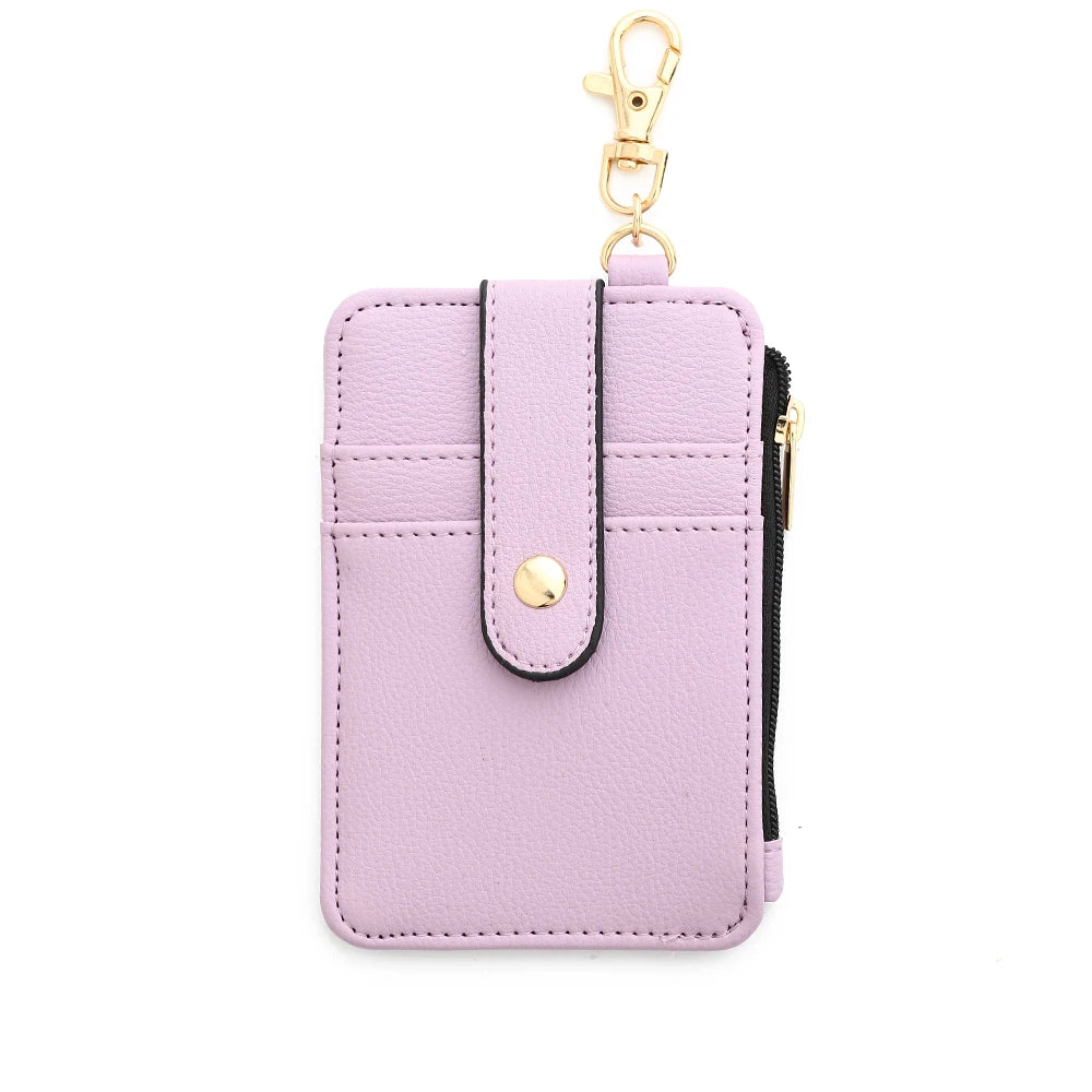 Helles lila Silikon PU-Leder Schlüsselanhänger-Wallet mit goldfarbener Schnalle.