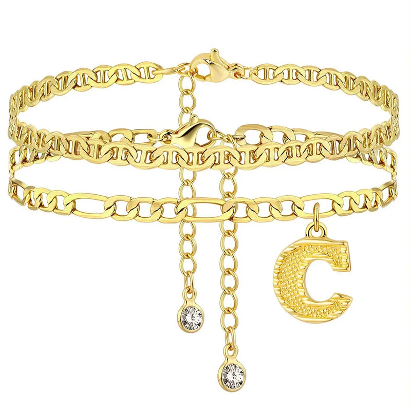 Edelstahl-Initial-Fußkette