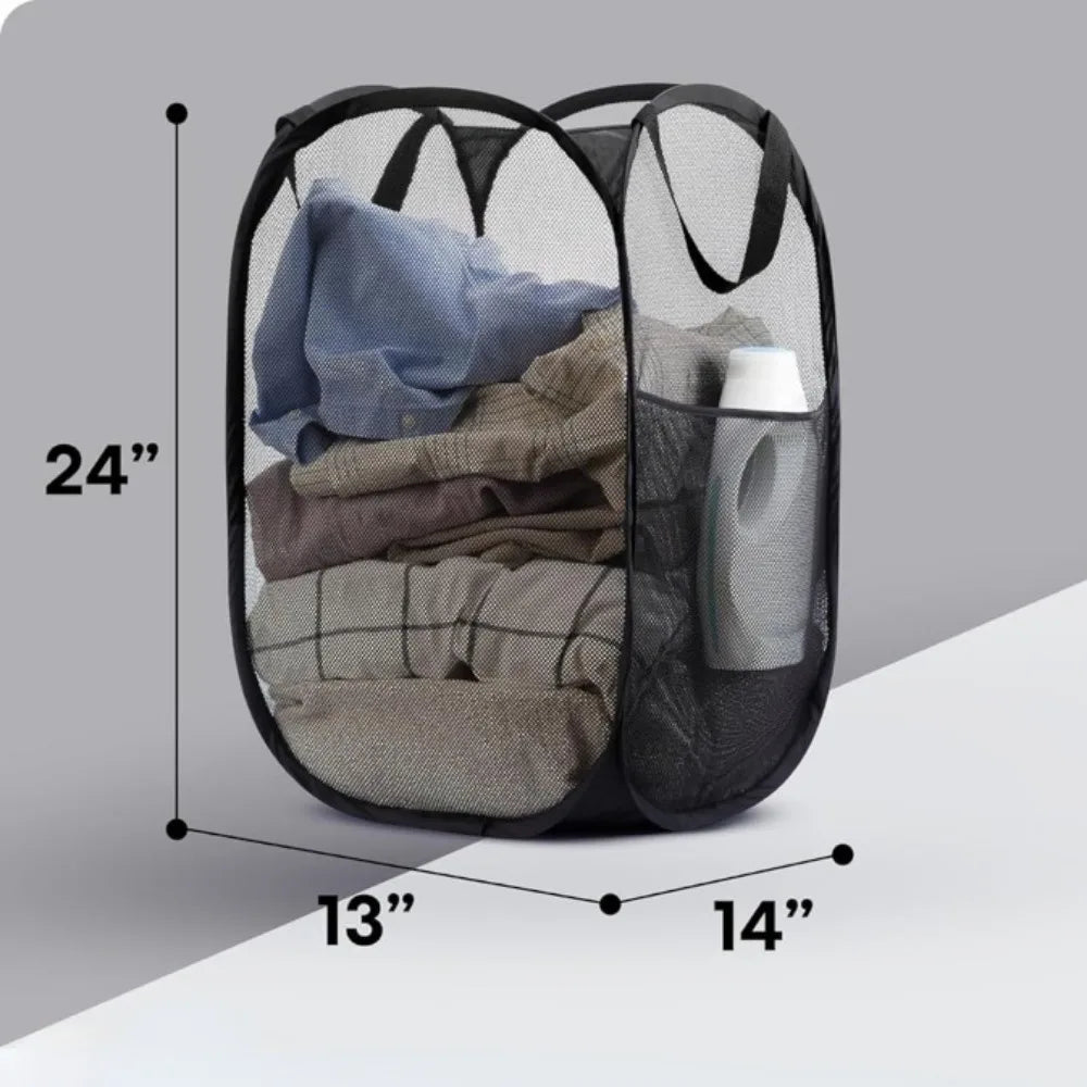 Collapsible Mesh Laundry Basket with Handles