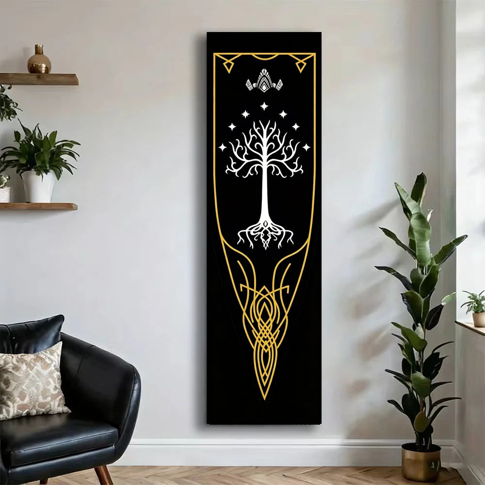 Gondor Flag Tapestry – Black & Gold Medieval Wall Hanging