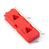Red plastic mini jack stand and tool set for RC crawlers, shown from the side.