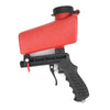 Red handheld pneumatic sandblasting gun with a black grip and a red trigger.