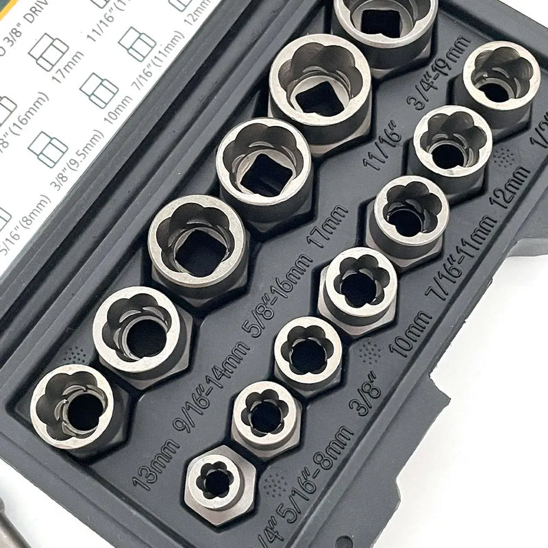 14-Piece Impact Bolt & Nut Extractor Set with Storage Case