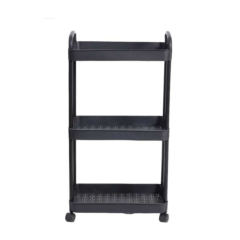 3-Tier Plastic Utility Cart with Lockable Wheels