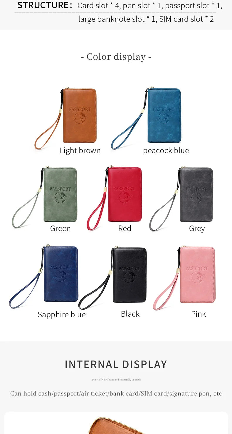 RFID-Blocking Travel Passport Holder with Card Slots