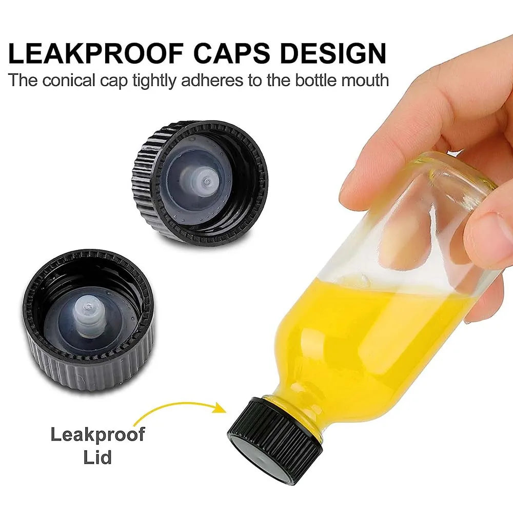 Mini Clear Glass Bottles with Lids for Potions, Shots & Essential Liquids
