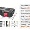 A black professional thread repair kit with 61 pieces of tools, including various dies and gauges.