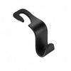 A black car seat headrest hook is shown, designed for organizing bags and belongings.