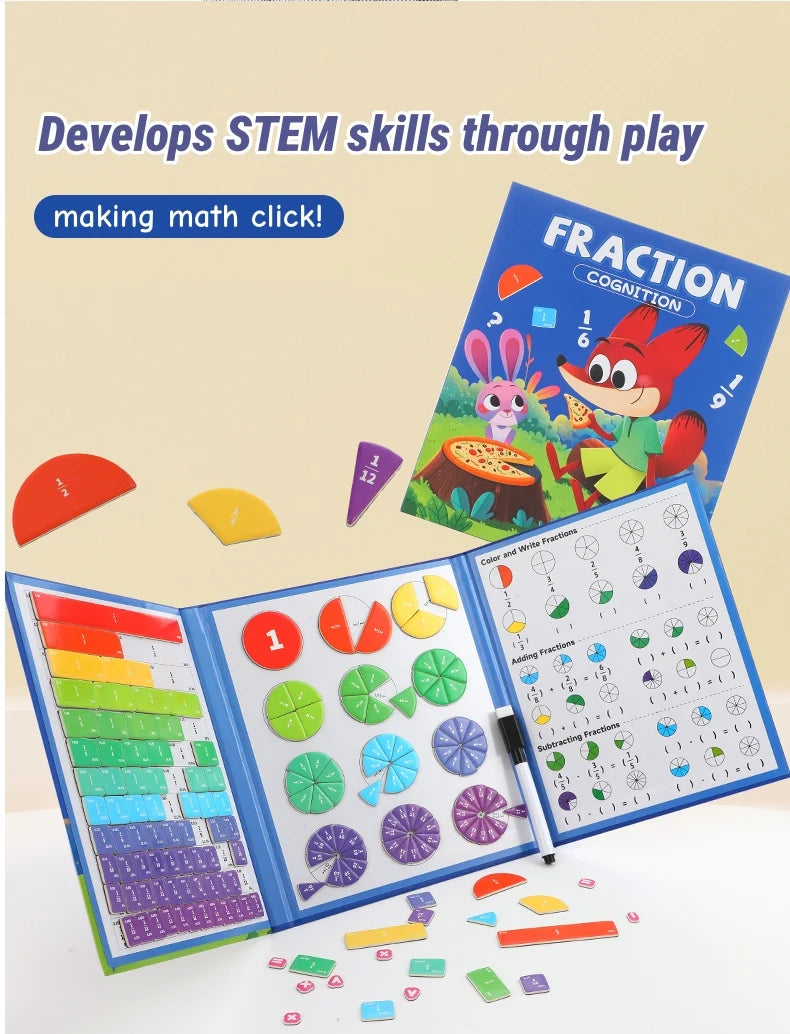 Magnetic Fraction Teaching Set with Charts & Erasable Practice Area