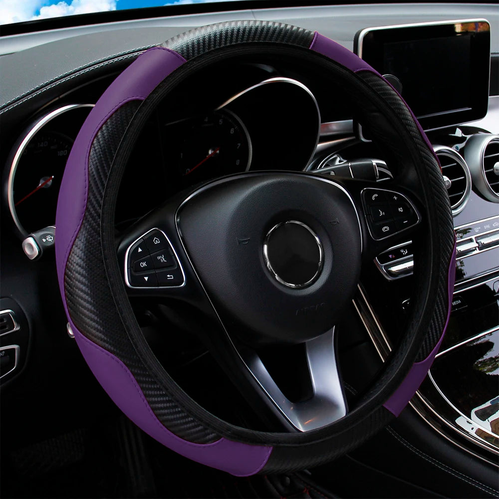 PU Carbon Fiber Steering Wheel Cover