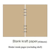 Blank kraft paper booklet showing the inside pages bound with metal rings.