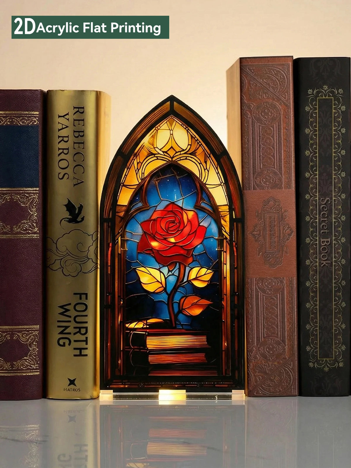 Acrylic Rose Gothic Arch Bookend for Bookshelf Decor