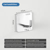A silver coat hook with a curved hanger is shown against a white background.