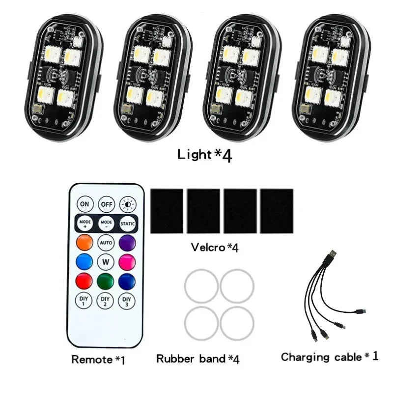 Wireless RGB Strobe Warning Light with USB Charging