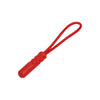 Red replacement zipper pull with a nylon cord.