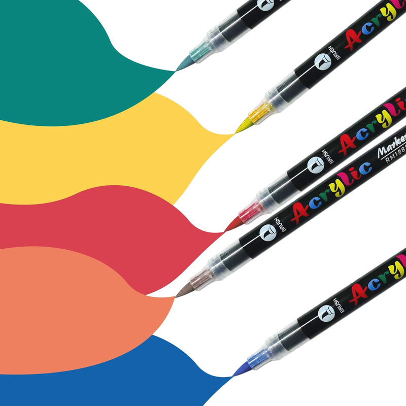 Acrylic Paint Markers with Brush Tip - 36 Color Set